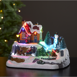 Julepynt LED Winterville Hus Snømann , hemmetshjarta.no