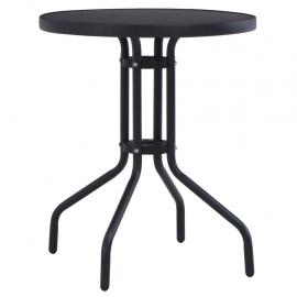 Spisebord for hage med glassplate Ø 60x72 cm sort stål , hemmetshjarta.no