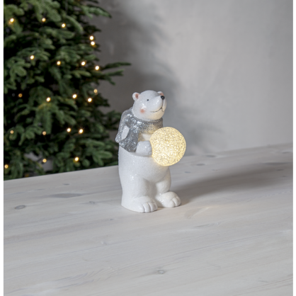 Julepynt LED Polar Isbjrn 20,5 cm Hvit , hemmetshjarta.no