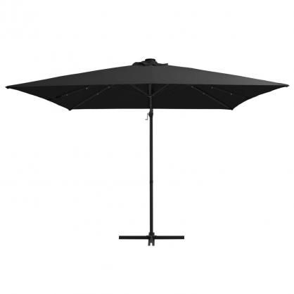Fritthengende parasoll med stang og LED sort 250x250 cm , hemmetshjarta.no