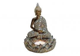 Dekorasjon Buddha brun telysholder polyresin (B/H/D) 11x15x11cm , hemmetshjarta.no