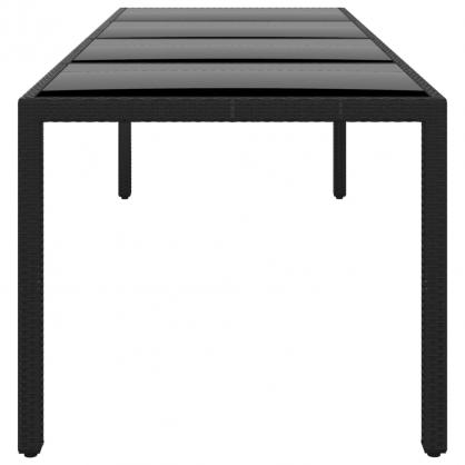 Spisebord for hage herdet glass 250x100x75 cm og kunstrotting sort , hemmetshjarta.no
