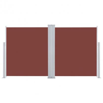 Uttrekkbar sidemarkise for uteplass brun 140x600 cm dobbel , hemmetshjarta.no