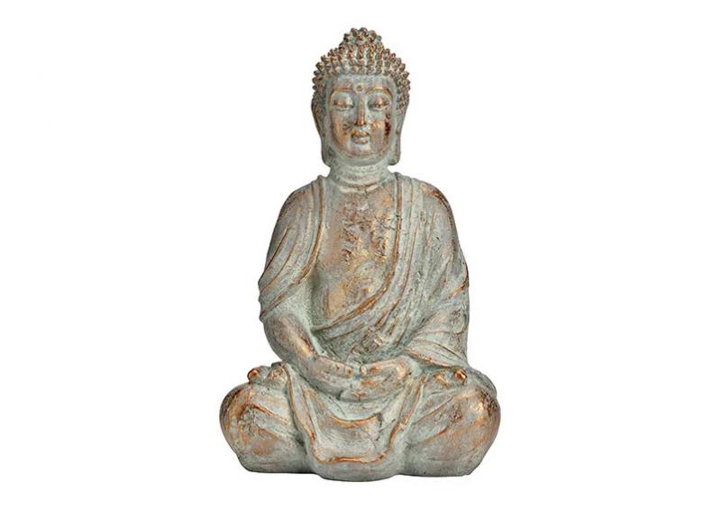 Dekorasjon Buddha antikk gullsittende polyresin (B/H/D) 20x30x15cm , hemmetshjarta.no
