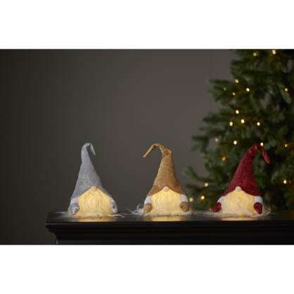 Julepynt LED Joylight Nisse 28 cm Gull , hemmetshjarta.no