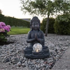 Solcelledekor Buddha 27 cm , hemmetshjarta.no