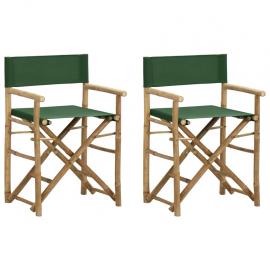 Sammenleggbar regissørstol bambus 2 stk grønn , hemmetshjarta.no