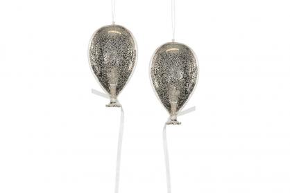 A Lot decoration Ballong glass Old Silver 8x15cm 2-pak , hemmetshjarta.no