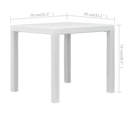 Spisebord for hage 79x79x72 cm kunstrotting hvit , hemmetshjarta.no