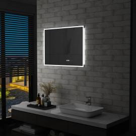 Baderomsspeil LED med berøringssensor og tidsvisning 80x60 cm , hemmetshjarta.no
