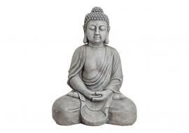 Dekorasjon Buddha XXL grå steinlook polyresin (B/H/D) 49x71x34 cm , hemmetshjarta.no