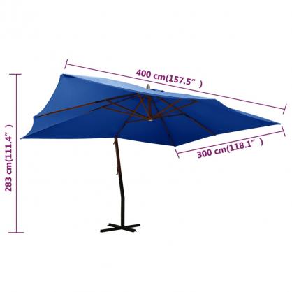 Fritthengende parasoll med trestang 400x300 cm asurbl , hemmetshjarta.no
