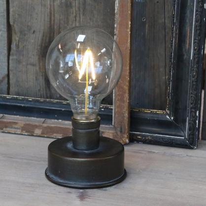 Chic Antique Batteridrevet lampe H16 / 8 cm antikk kull , hemmetshjarta.no