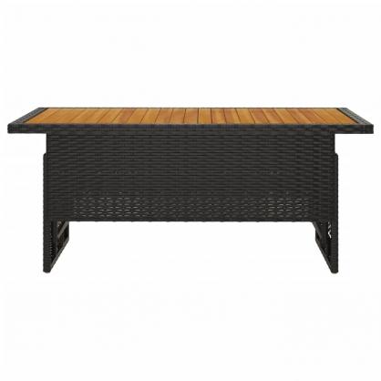 Spisebord for hage 100x50x43/63 cm svart akasietre og kunstrotting , hemmetshjarta.no