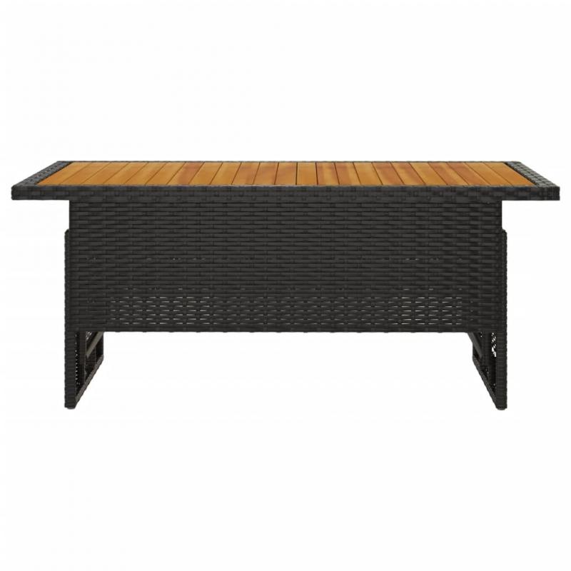 Spisebord for hage 100x50x43/63 cm svart akasietre og kunstrotting , hemmetshjarta.no