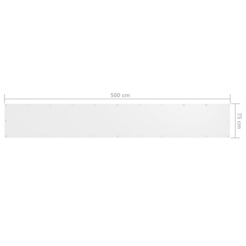 Balkongskjerm hvit 75x500 cm oxfordstoff , hemmetshjarta.no