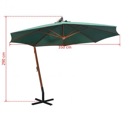 Fritthengende parasoll med trestang 350 cm grnn , hemmetshjarta.no