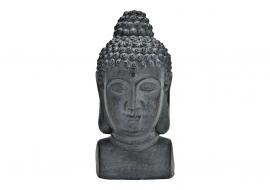 Dekorasjon Buddha grått hode polyresin (B/H/D) 15x31x16cm , hemmetshjarta.no