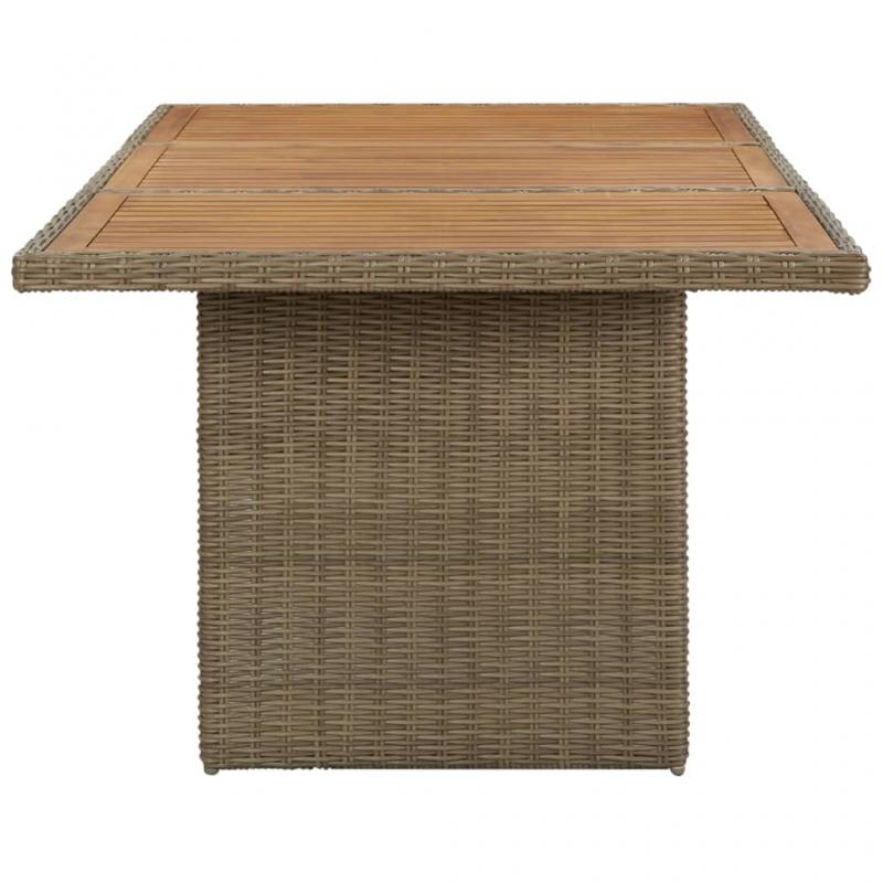Spisebord for hage 200x100x74 cm brun kunstrotting , hemmetshjarta.no