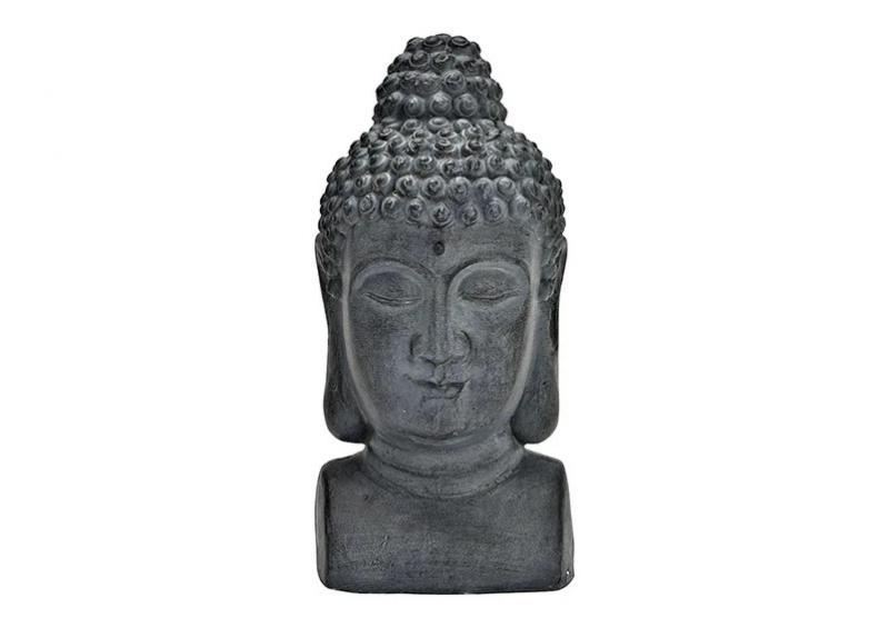 Dekorasjon Buddha grtt hode polyresin (B/H/D) 15x31x16cm , hemmetshjarta.no