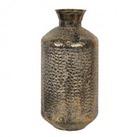 Dekorativ vase Ø 26x56 Cm Gullfarget metall rundt glass , hemmetshjarta.no