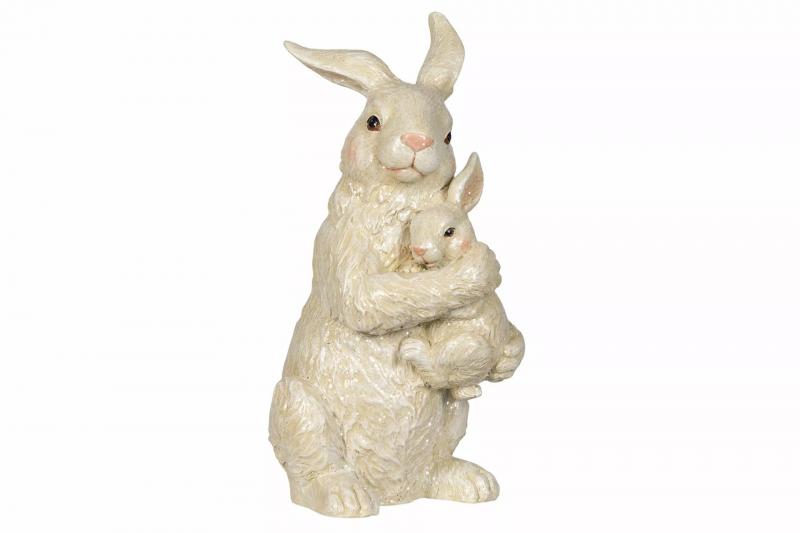 A Lot Decoration - Pskepynt Hare Kramas White/Glitter Polyresin 14x16x30cm , hemmetshjarta.no