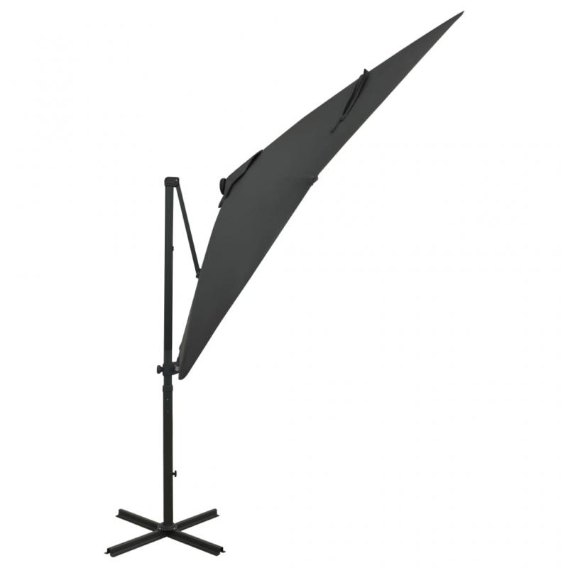 Fritthengende parasoll med stang og LED antrasitt 250 cm , hemmetshjarta.no