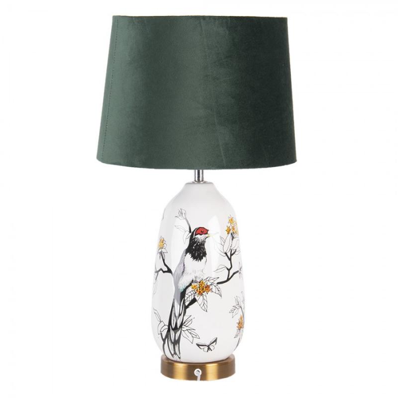 Bordlampe  28x50 Cm Hvit Grnn Polyresin Bird Skrivebordslampe , hemmetshjarta.no