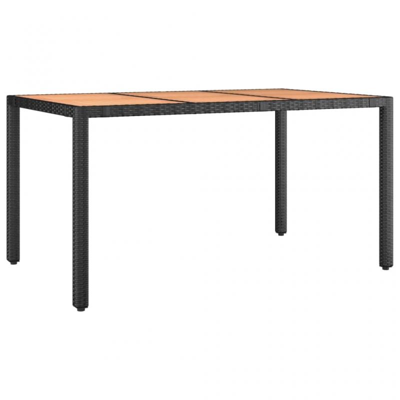 Spisebord for hage 150x90x75 cm kunstrotting & solid akasie , hemmetshjarta.no