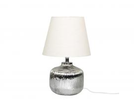 Bordlampe i glass med spor H48/Ø30 cm sølv med linskjerm , hemmetshjarta.no