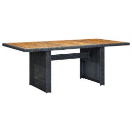 Spisebord for hage 200x100x74 cm grå syntetisk rotting og massivt akasietre , hemmetshjarta.no