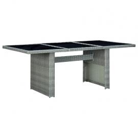 Spisebord for hage herdet glass 200x100x74 cm lys grå kunstrotting , hemmetshjarta.no