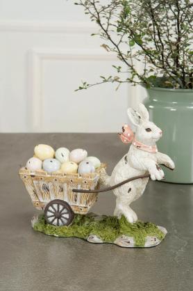 A Lot Decoration - Pskepynt Hare Drar Egg Vogn Polyresin 23x9x20cm , hemmetshjarta.no