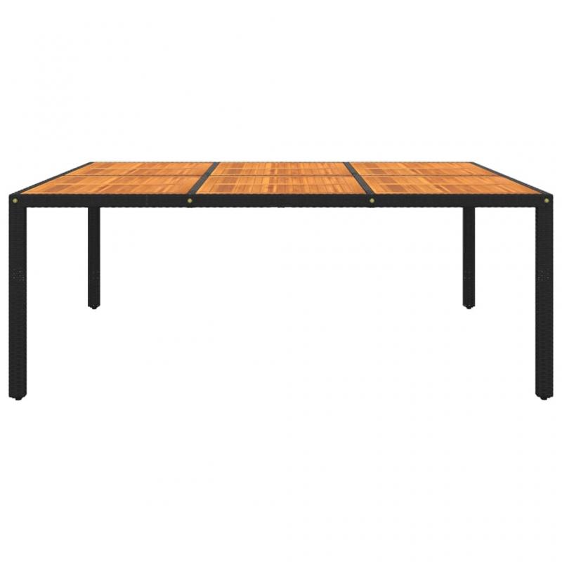 Spisebord for hage 200x150x75 cm akasietre og kunstrotting sort , hemmetshjarta.no