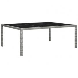 Spisebord for hage 200x150x74 cm grå kunstrotting , hemmetshjarta.no