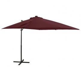 Fritthengende parasoll med stang og LED burgunder 250 cm , hemmetshjarta.no