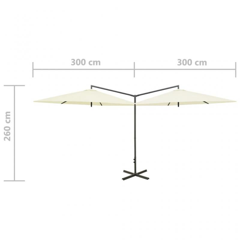Dobbel parasoll med stlstang sandfarget 600 cm , hemmetshjarta.no