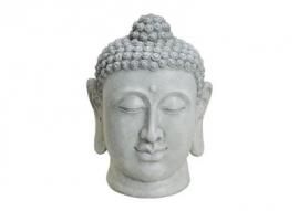 Dekorasjon Buddha XL grått hode magnesia (B/H/D) 33x48x33 cm , hemmetshjarta.no