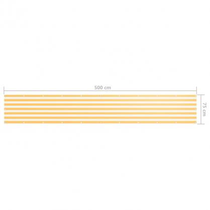 Balkongskjerm hvit og gul 75x500 cm oxfordstoff , hemmetshjarta.no