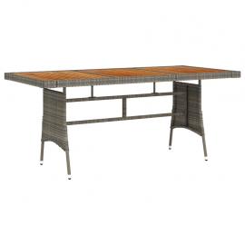Spisebord for hage 160x70x72 cm grå kunstrotting og solid akasie , hemmetshjarta.no