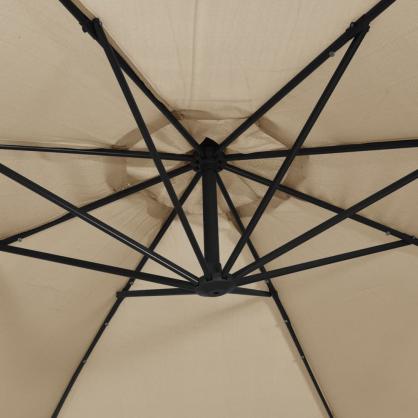 Fritthengende parasoll med stang og LED taupe 300 cm , hemmetshjarta.no