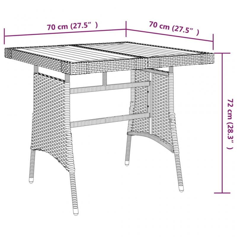 Spisebord for hage 70x70x72 cm gr kunstrotting massiv akasie , hemmetshjarta.no