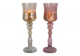 Lyslykt telys glass champagne rosa 2-pack (B/H/D) 11x38x11cm , hemmetshjarta.no