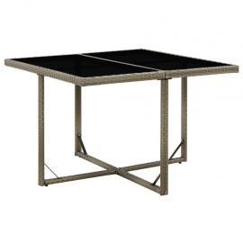 Spisebord for hage 109x107x74 cm grå kunstrotting og glass , hemmetshjarta.no