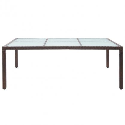 Spisebord for hage 200x150x74 cm brun kunstrotting , hemmetshjarta.no