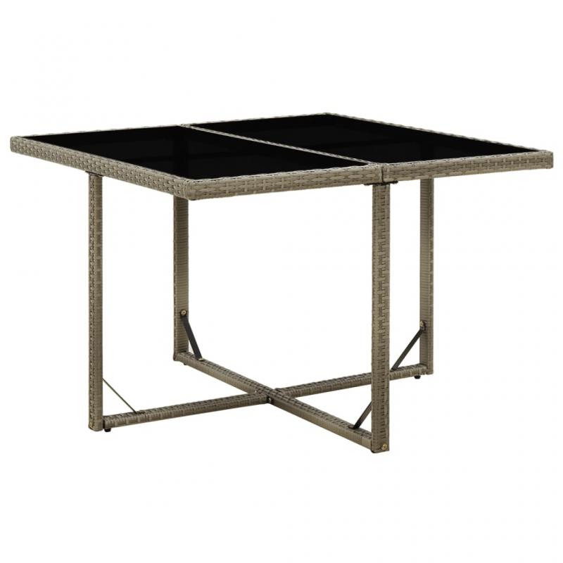 Spisebord for hage 109x107x74 cm gr kunstrotting og glass , hemmetshjarta.no