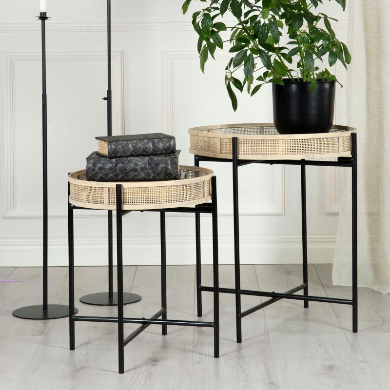 A Lot Dekoration - Sidebord Brettbord Sammenleggbart Metall Bambus 2-pack , hemmetshjarta.no