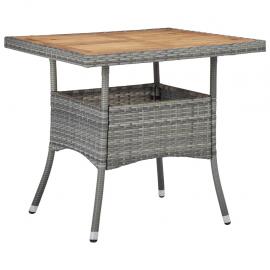 Spisebord for hage 80x80x75 cm grå kunstrotting og solid akasie , hemmetshjarta.no
