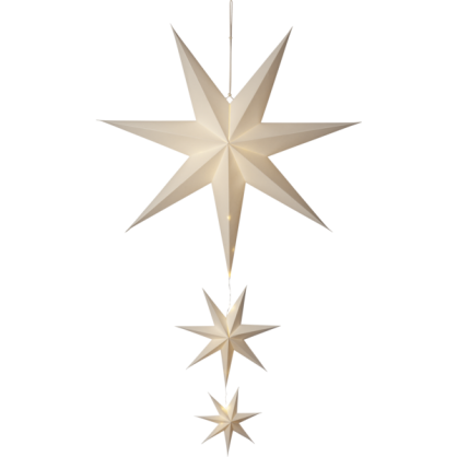 Star Trading - Papirstjerner 3-Stjerner CASSIE Batteridrevet 60 lys 130 cm , hemmetshjarta.no