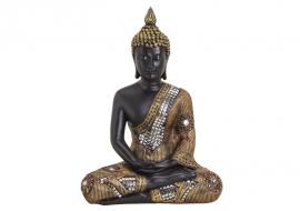 Dekorasjon Buddha svart gull polyresin (B/H/D) 21x27x12 cm , hemmetshjarta.no